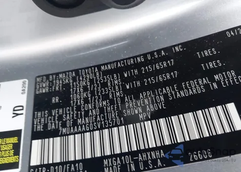 2025 Toyota Corolla Cross L from USA, damaged, VIN 7MUAAAAG0SV135701